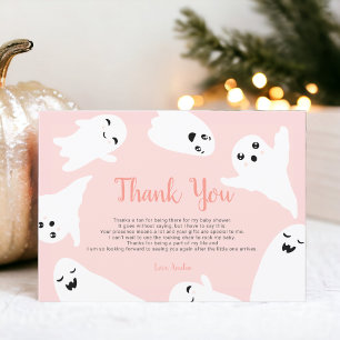 Thank you Pink Halloween ghosts baby shower Card