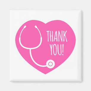 Thank You   Pink Heart Stethoscope Magnet