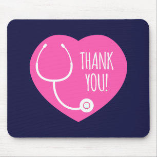 Thank You Pink Heart Stethoscope Mouse Mat