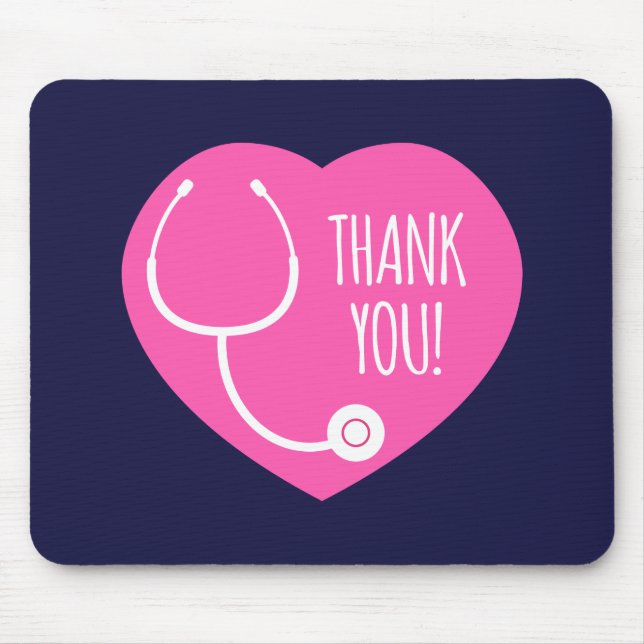 Thank You | Pink Heart Stethoscope Mouse Mat (Front)
