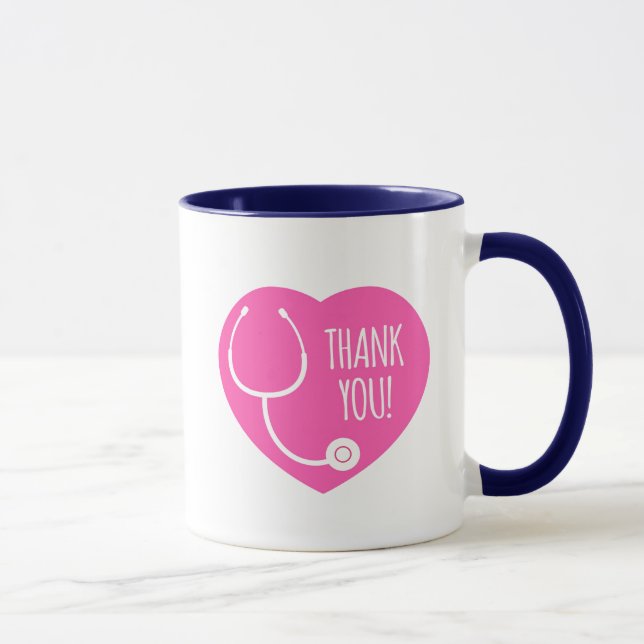 Thank You | Pink Heart Stethoscope Mug (Right)