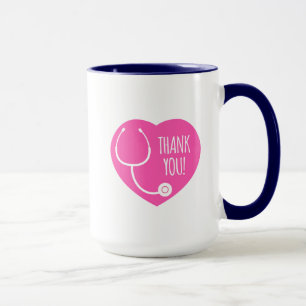 Thank You   Pink Heart Stethoscope Mug