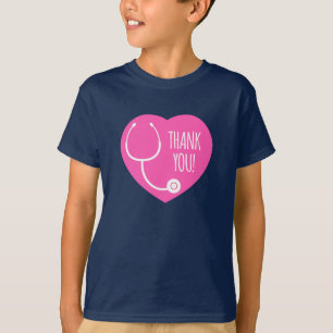 Thank You Pink Heart Stethoscope T-Shirt