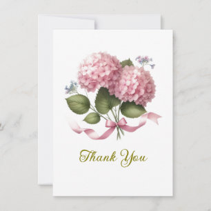 Thank You Pink Hydrangea Wedding Day Card