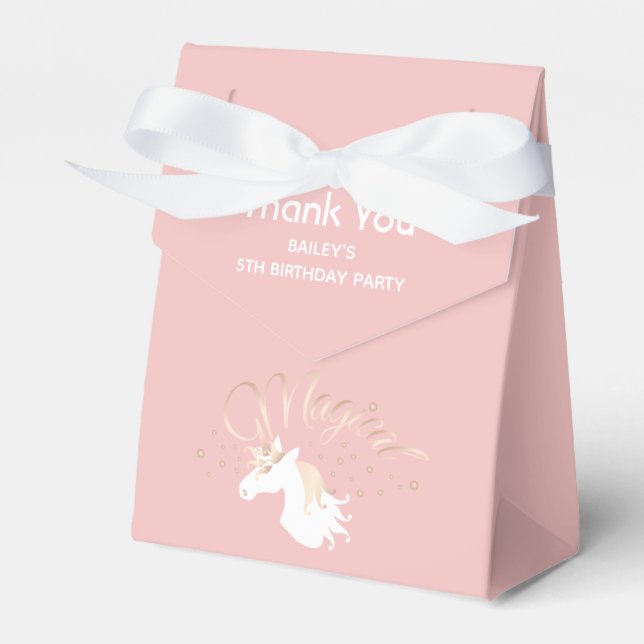 Thank You Pink Magical Unicorn Kids Birthday Favour Box (Front Side)