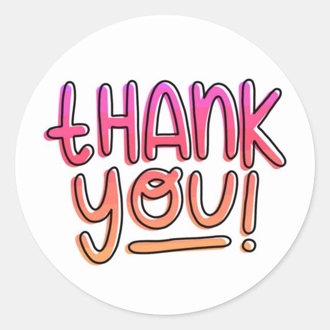 Thank You Pink Orange Gradient Thanks for Business Classic Round Sticker (Front)