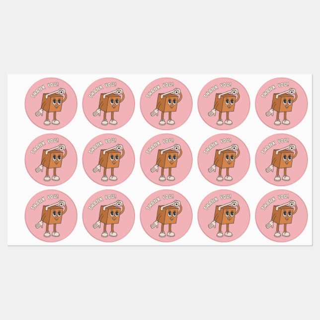 Thank You Pink Package Sticker  (Sheet)