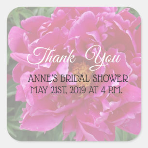 Thank you , Pink Peony Bridal Shower Stickers