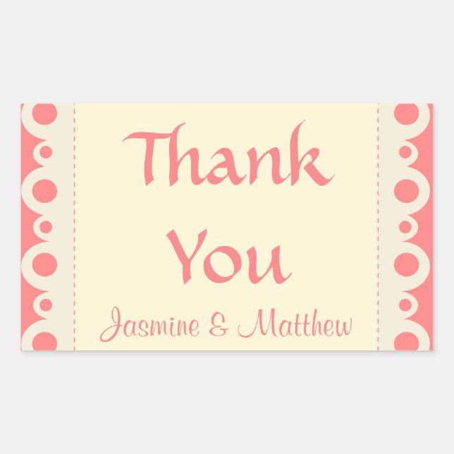 Thank You Pink Personalised Dot Wedding Sticker (Front)