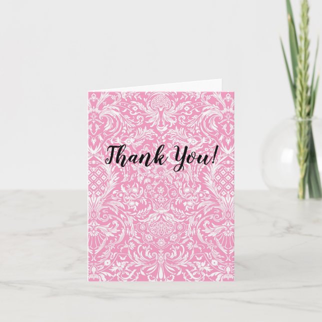 Thank You Pink Pineapple Victorian Vintage Damask (Front)