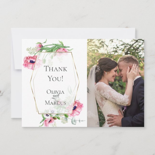 THANK YOU | Pink Poppies Botanical PHOTO Frame (Front)