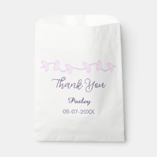 thank you pink purple pastel wedding name date lea favour bags