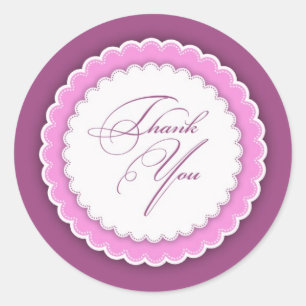 Thank You Pink Purple Polka Classic Round Sticker