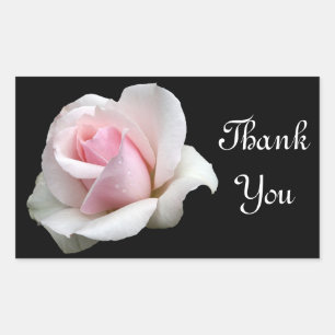 Thank You Pink Rose Greeting Sticker Label