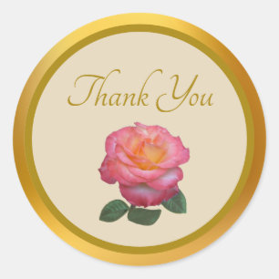 Thank You Pink Rose Sticker