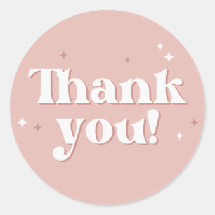 Thank You Pink Sparkle Classic Round Sticker