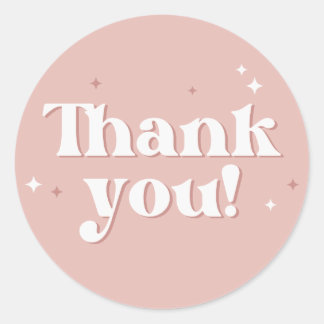 Thank You Pink Sparkle Classic Round Sticker