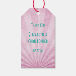 Thank You Pink Sunrays with a Shabby Texture Gift Tags