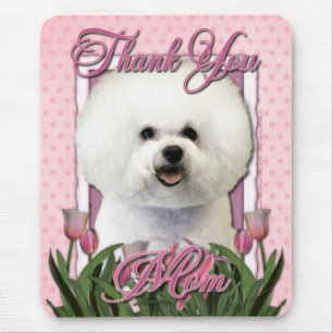 Thank You - Pink Tulips - Bichon Frise Mouse Mat