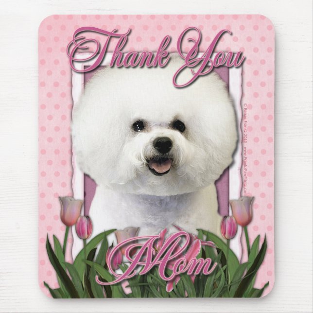 Thank You - Pink Tulips - Bichon Frise Mouse Mat (Front)