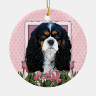Thank You - Pink Tulips - Cavalier - Tri-Colour Ceramic Tree Decoration