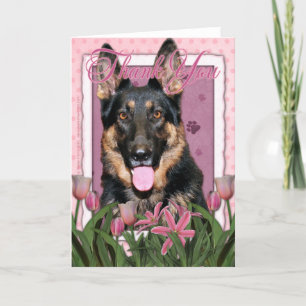 Thank You - Pink Tulips - German Shepherd - Kuno Card