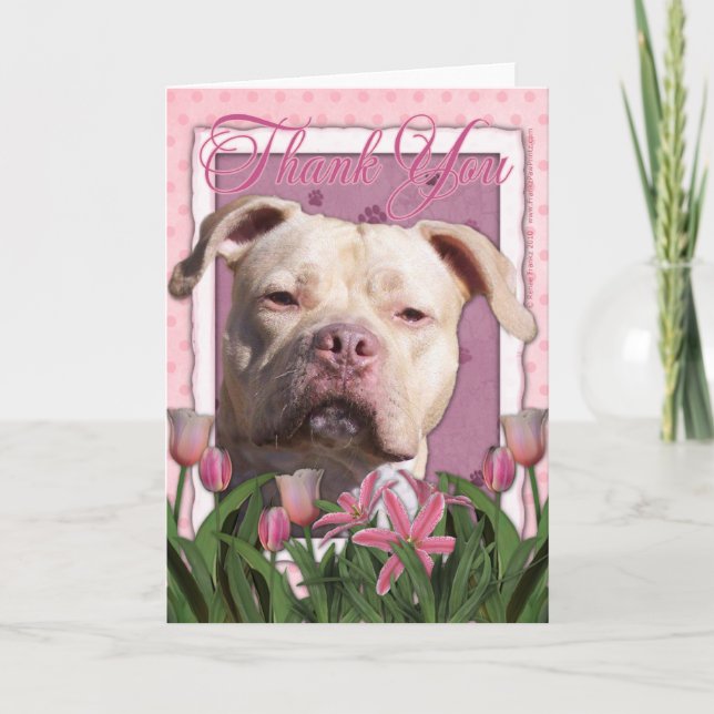 Thank You - Pink Tulips - Pitbull - Jersey Girl Card (Front)