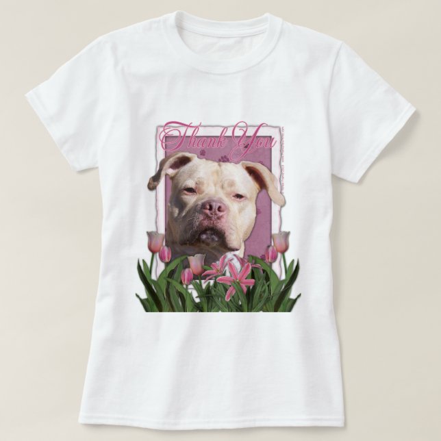 Thank You - Pink Tulips - Pitbull - Jersey Girl T-Shirt (Design Front)