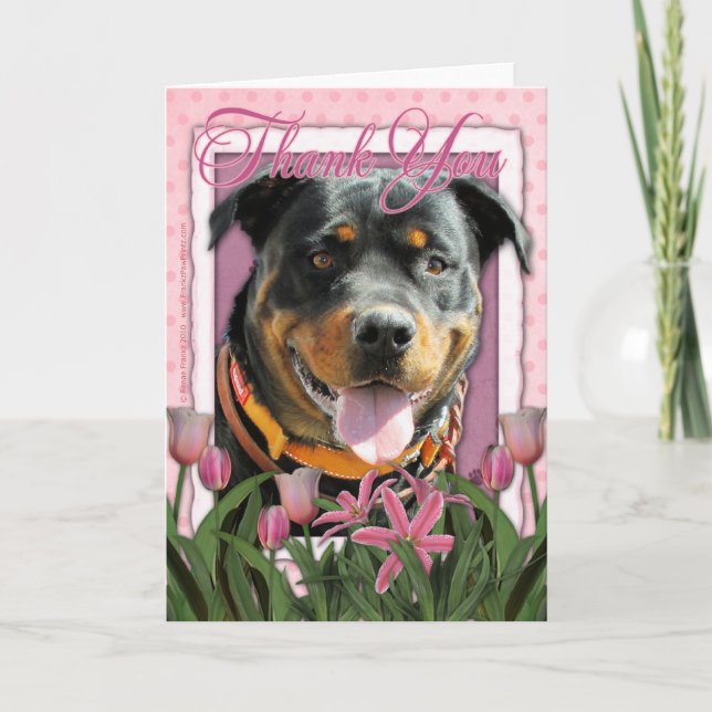 Thank You - Pink Tulips - Rottweiler - SambaParTi (Front)