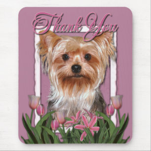 Thank You - Pink Tulips - Yorkshire Terrier Mouse Mat