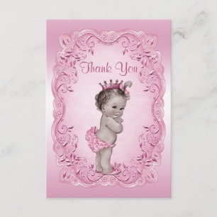 Thank You Pink Vintage Princess Baby Shower Card