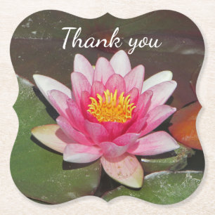 Thank You Pink Water Lily Photo Appreciation Paper Coaster