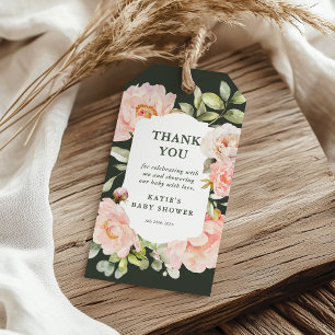 Thank You Pink Watercolor Floral Baby Shower Favou Gift Tags