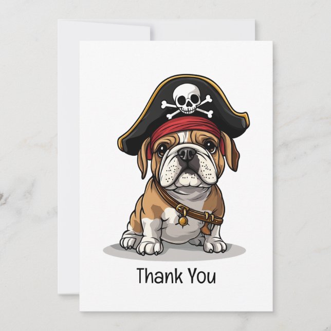 Thank You Pirate English Bulldog Skull Card (Front)