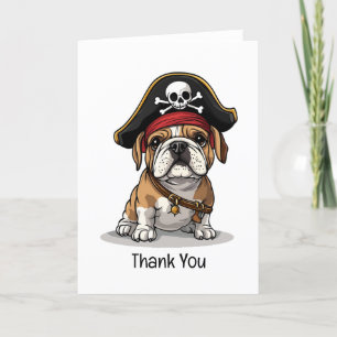 Thank You Pirate English Bulldog Skull Card