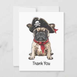Thank You Pirate French Bulldog Skull Crossbones Postcard