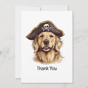 Thank You Pirate Golden Retriever Dog Skull Card