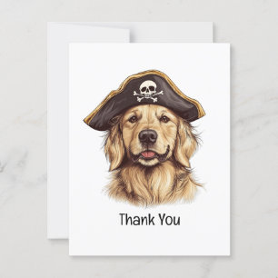 Thank You Pirate Golden Retriever Dog Skull Postcard