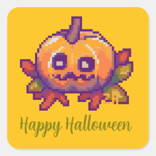 Thank You Pixelart Pumpkin Halloween Square Sticker