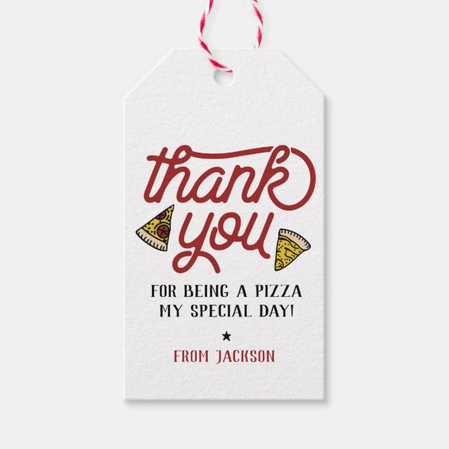 Thank You Pizza Party Birthday Thank You Tag (Front)