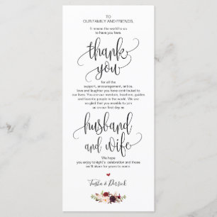 Thank you Place Setting Card for Wedding Dinner v3