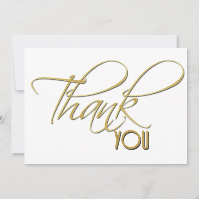 Thank you plain minimalist faux gold calligraphy (Front)