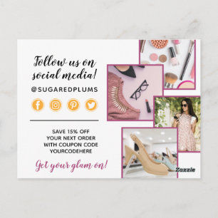 Thank You Plum Purple & Gold Paint Strokes 4-Photo Postcard