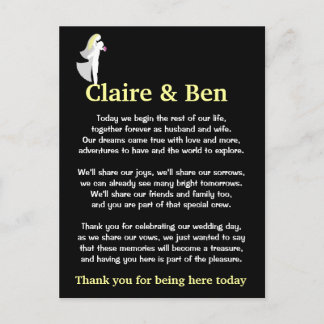 Thank you poem for wedding day guests postcard
