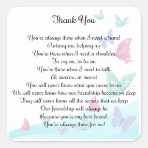 Thank You Poem Square Sticker