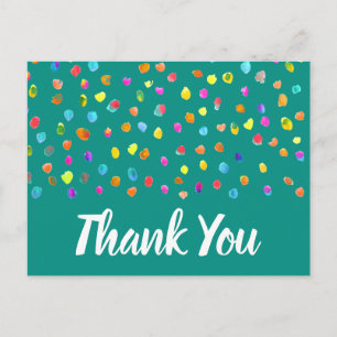 Thank You polka dot boho watercolor art quote Postcard