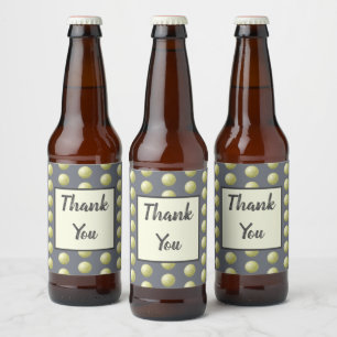 Thank You Polka Dot Gold Grey Grateful Beer Bottle Label