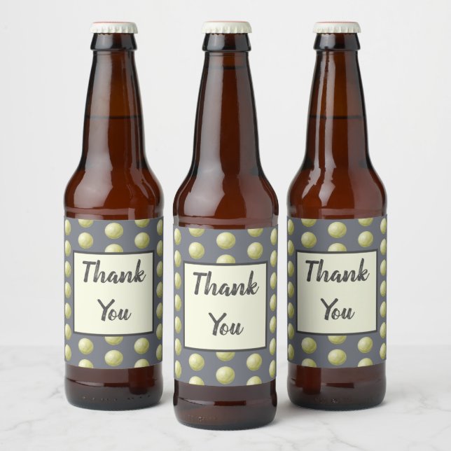 Thank You Polka Dot Gold Grey Grateful Beer Bottle Label (Bottles)