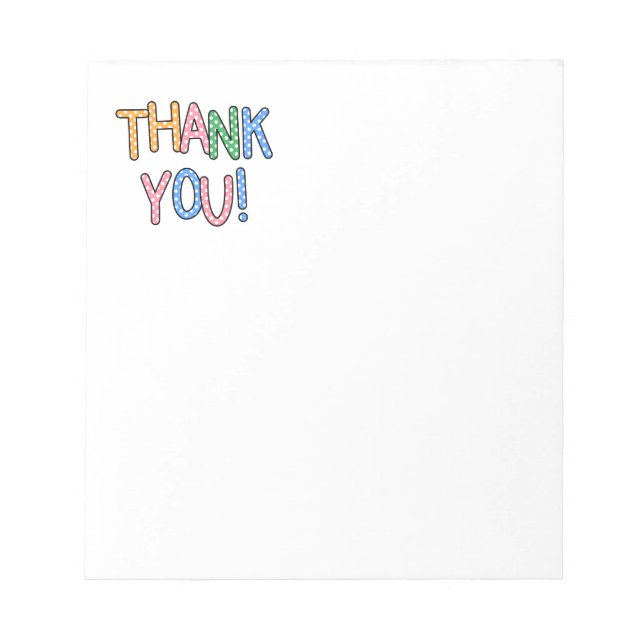 Thank You Polka Dot Text Expression Notepad (Front)