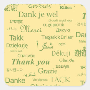 "Thank You" Polyglot Typography Art, Motivational Square Sticker